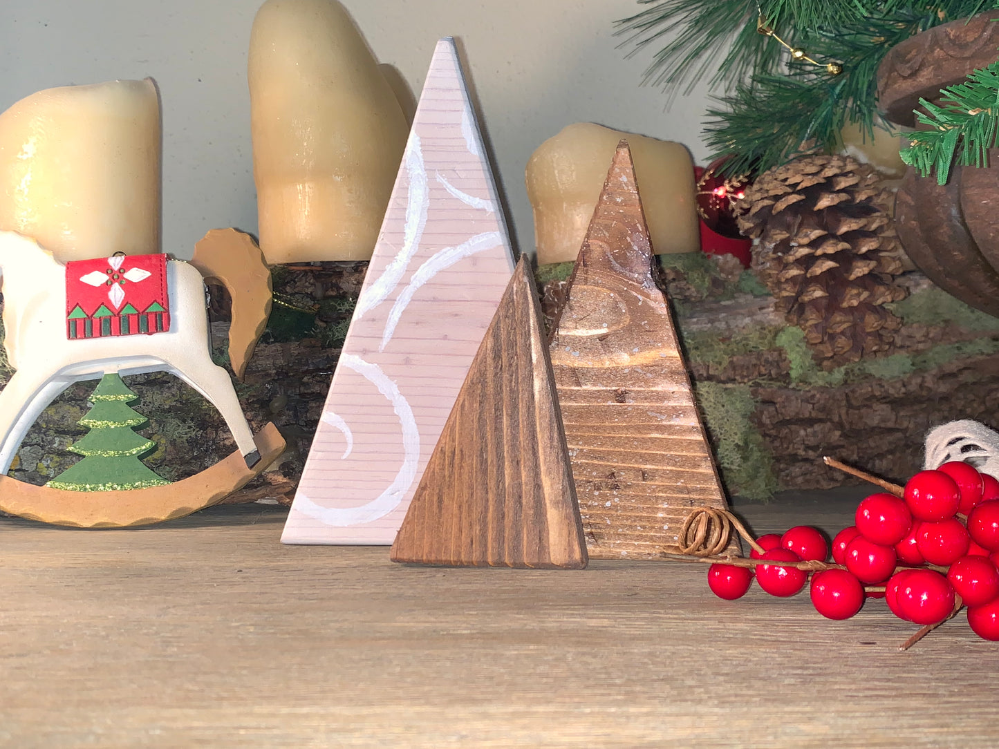 Wood trees shelf decor