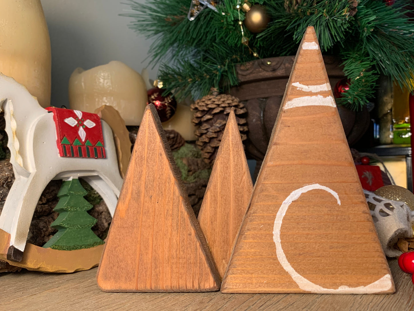 Wood trees shelf decor