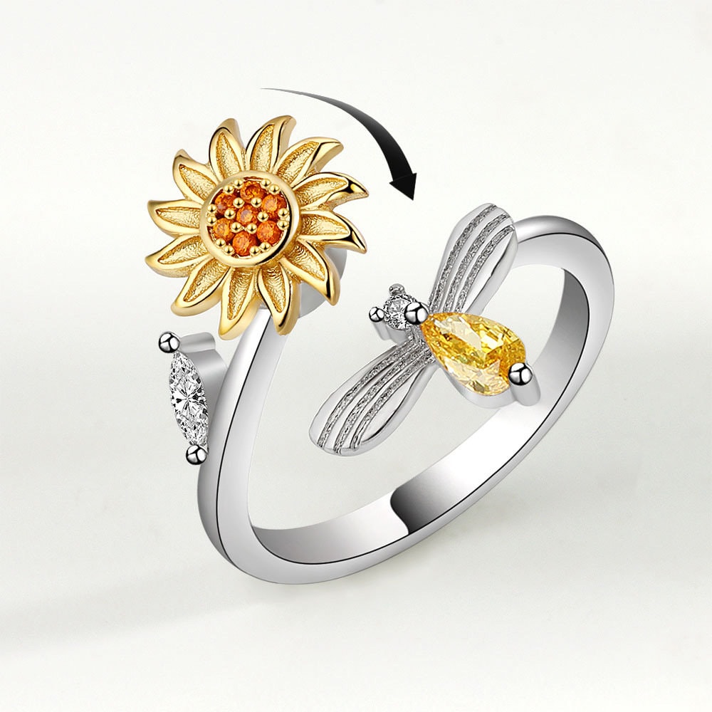 Sunflower Sterling Silver Fidget Ring