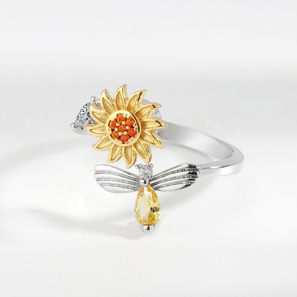 Sunflower Sterling Silver Fidget Ring