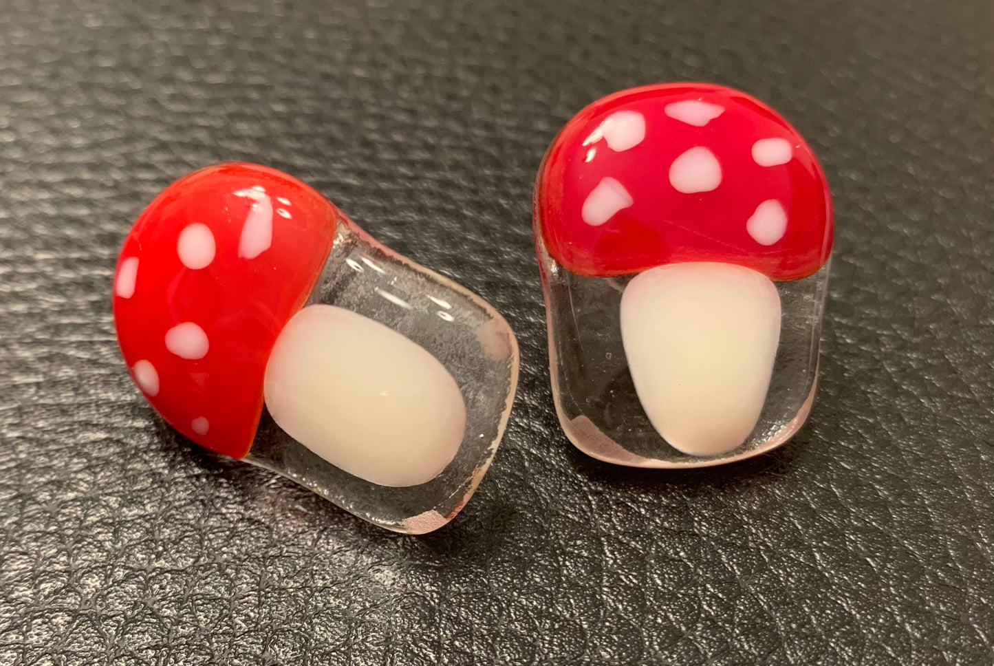 Fused glass "Mushroom" ear studs