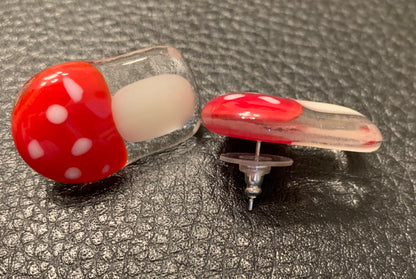 Fused glass "Mushroom" ear studs