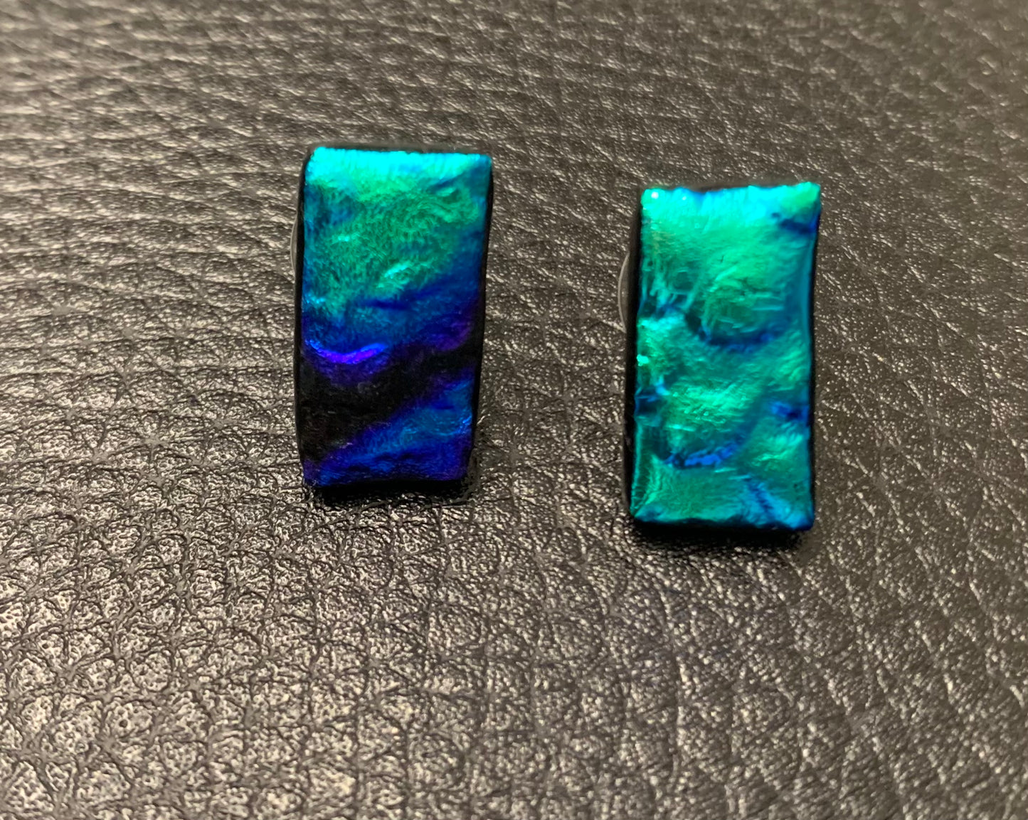 Fused glass "Birds of Paradise" ear studs