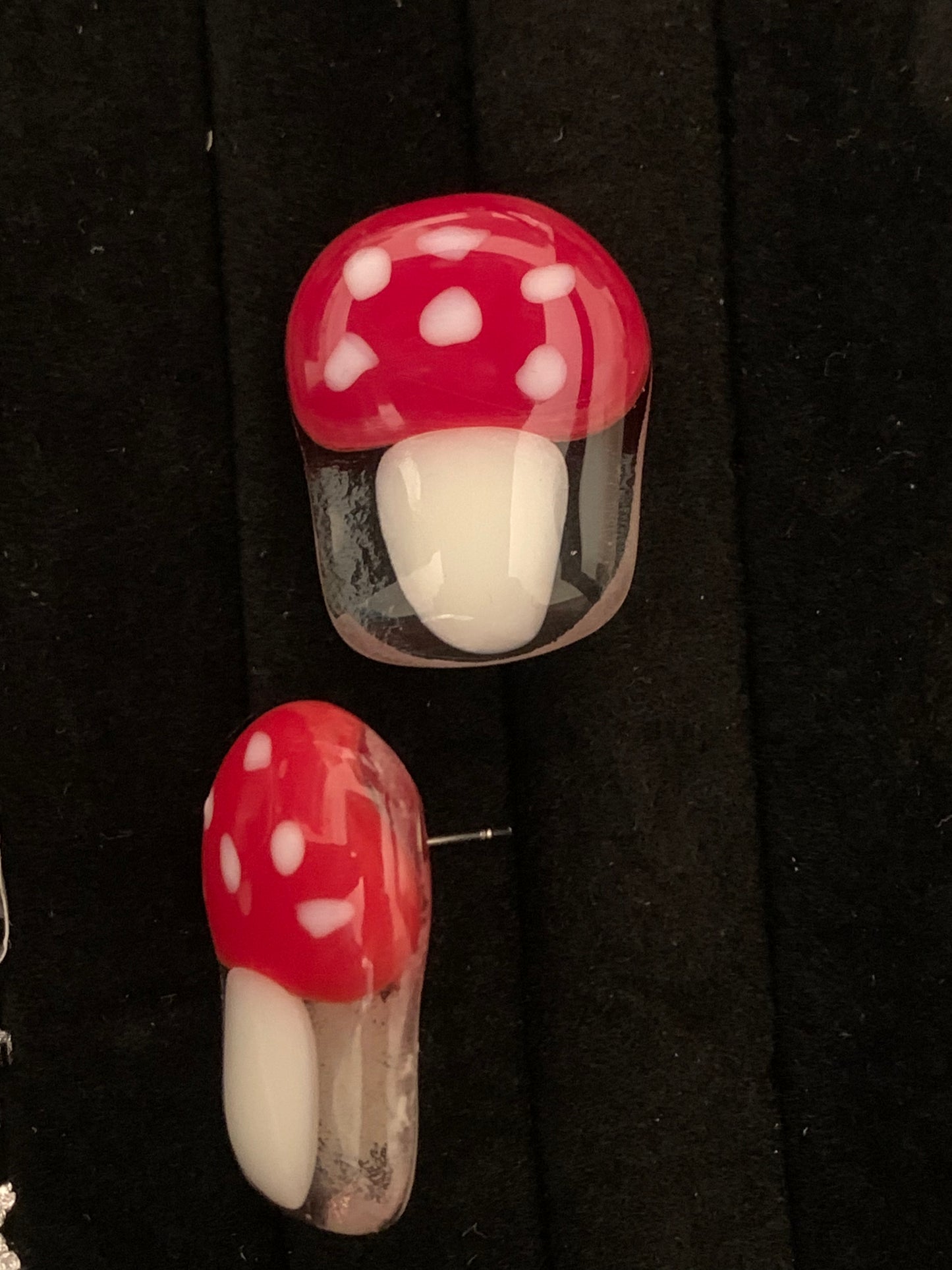 Fused glass "Mushroom" ear studs