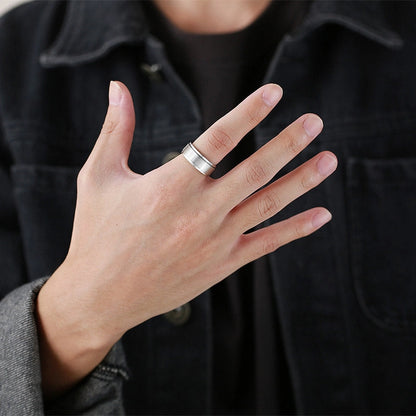 Masculine stainless steel fidget ring