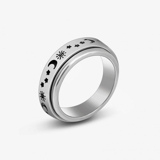 Moon and Stars Stainless steel Fidget Ring